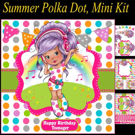 Summer Polka Dot Birthday Mini Card Kit