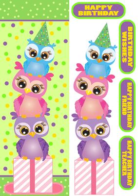 Stack of Owls Birthday Large Dl Card