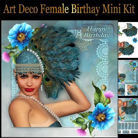 Peacock Art Deco Female, Birthay Mini Kit