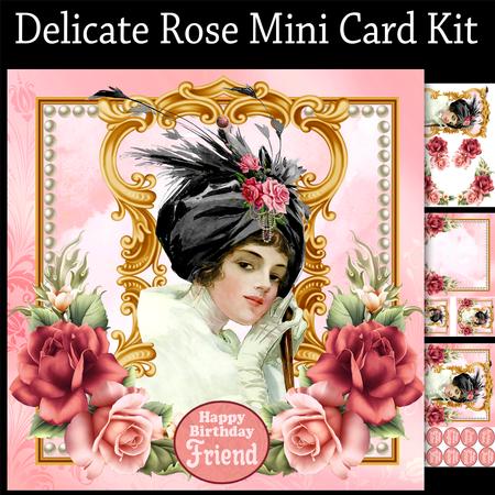 Delicate Rose Mini Birthday Card Kit