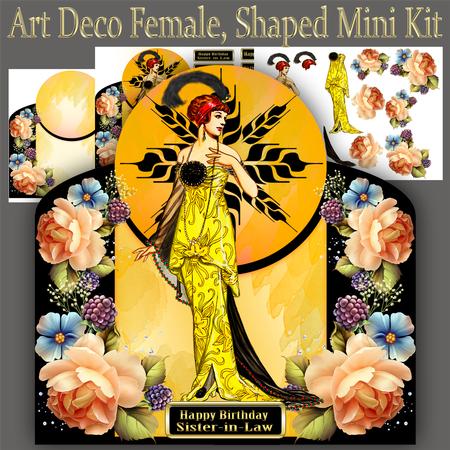 Art Deco Female, Shaped Mini Card Kit