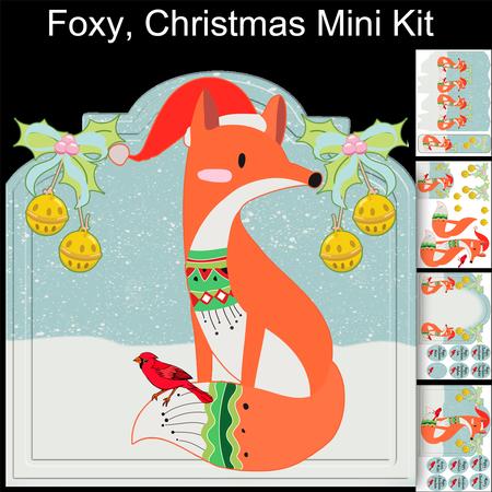 Foxy Christmas Mini Kit, Greeting Card