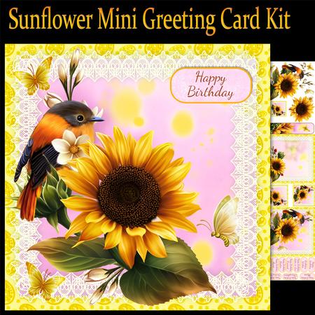 Sunflower Mini Greeting Card Kit with Bird