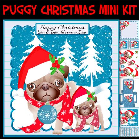 Puggy Christmas Mini Kit with Pug Dog and Puppy