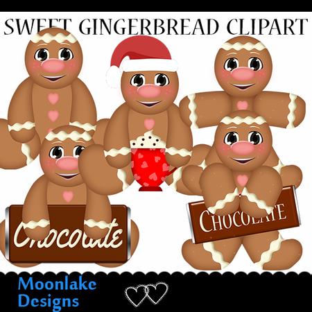 5 Sweet Gingerbread Men Christmas Clipart