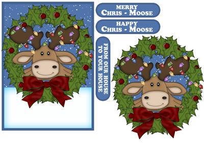 Moose Wreather Christmas 5x7 Quick Card