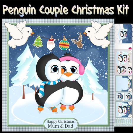 Skating Penguin Couple Mini Card Kit with Box
