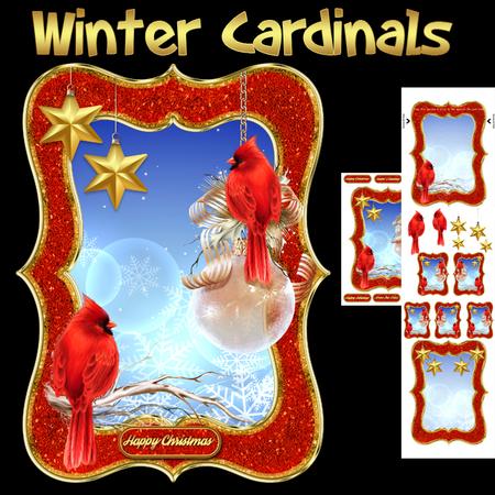 Winter Cardinal Birds Mini Card Kit