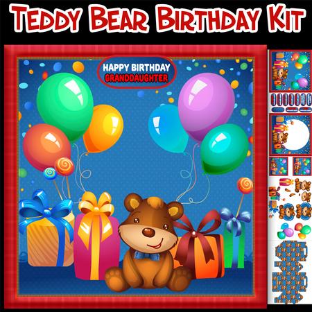 Teddy Bear Birthday Greeting Card Kit with Box