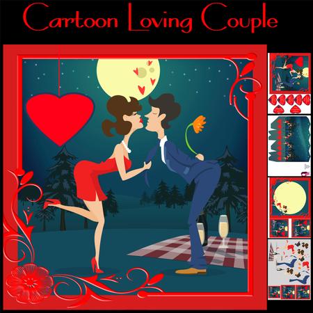 Cartoon Loving Couple Mini Greeting Card Kit