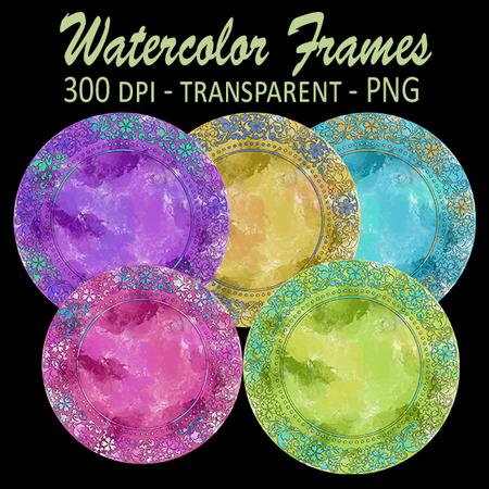 Watercolor Circular Frames Png 300dpi