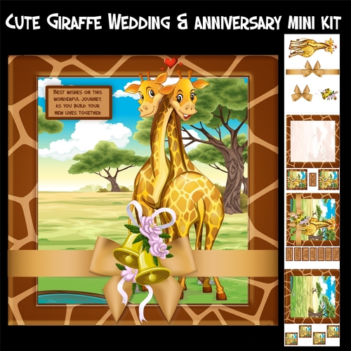 Cute Giraffe Wedding Or Anniversary Mini Card Kit