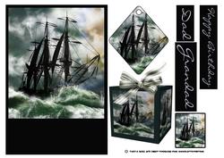 Caravel Boat on a Stormy Sea