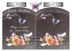 Butterfly and Rose Birthday Card