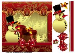 Red and Gold Effect Snowman Card