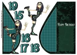 Gothic Rag Doll Rocker Birthday Teardrop Card