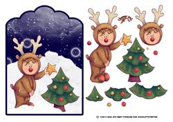 Cute Little Child Dressed as Reindeer Scalloped Card