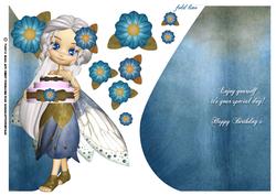 Pretty Little Fairy Teardrop Card in Blue