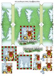 Penguin and Reindeer Christmas Cracker Card