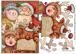 Santa Family Christmas Greeting Card Front