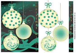 Modern Trio Bauble Christmas Card Front