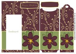 Greeting Card Front with Flowers and Bookmark