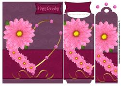 Floral Bookmark Birthday Card Front