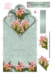 Diamond Top Floral Birthday Card with Lilies