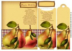 Birthday Bookmark Card with Pears