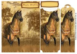 Birthday Bookmark Greeting Card with Horse