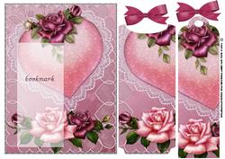 Hearts and Roses Book Mark Greeting Card