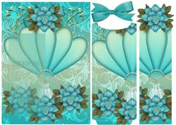 Bookmark Greeting Card with Flowers and Fan