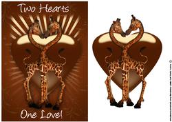 Valentine Giraffe Two Hearts One Love
