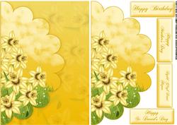 Scallop Greeting Card Front with Daffodils
