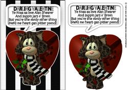 Geordie Valentine's Day Card with Cat
