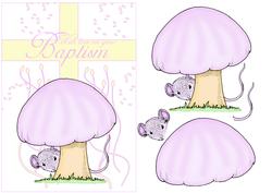 Baptism Greeting Card for Girl with Mouse