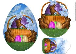 Easter Card Front with Chocolate Eggs and Bunnies