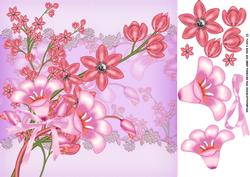 Floral Greeting Card Front with Lace Edging