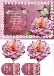Pink Rose Birthday / Mother's Day Card Front