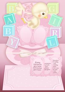 Baby Girl Easel Greeting Card with Envelope
