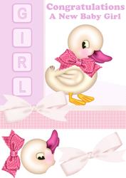 Baby Girl Card Front 8x8 with Cute Duck