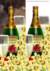 St.david's Day Champagne Glasses and Daffodils