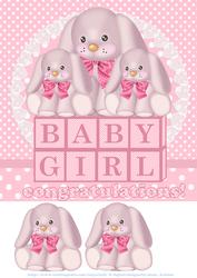 Baby Girl 8x8 Greeting Card Front with Puppy