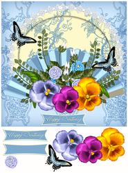 Floral Moc Willow Pattern Birthday Greeting Card