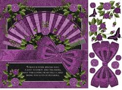 Rose and Fan Greeting Card Front