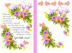 Get Well Soon Card with Flowers and Birds