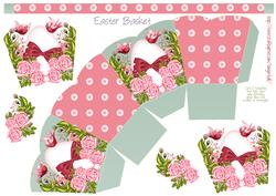 Basket with Easter Egg, Birds and Roses