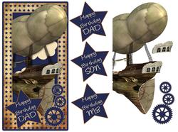 Steampunk Airship Birthday Greeting Card
