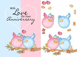 Cute Anniversary Card with Love Birds