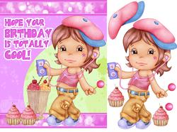 Cool Girl Birthday Greeting Card Front